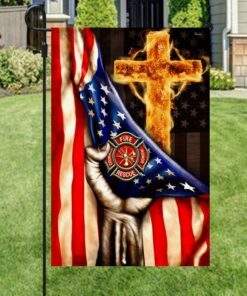 christian cross, firefighter american flag tpt196f 4180