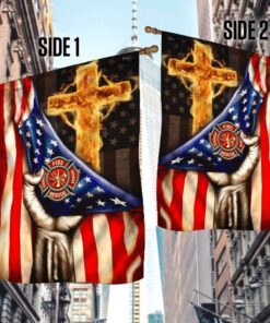 christian cross, firefighter american flag tpt196f 6307