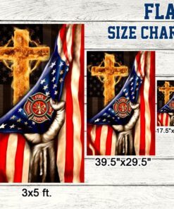 christian cross, firefighter american flag tpt196f 7204