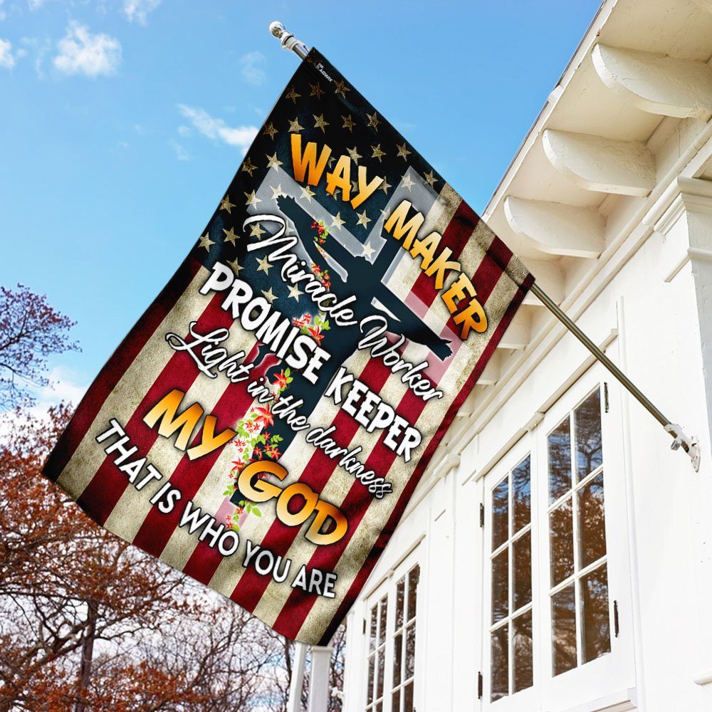 Christian Cross. Way Maker Miracle Worker Promise Keeper My God Flag - Image 3