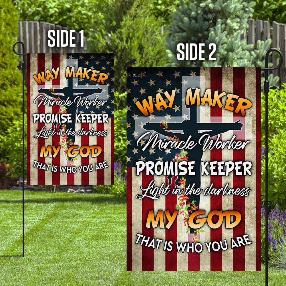Christian Cross. Way Maker Miracle Worker Promise Keeper My God Flag - Image 8