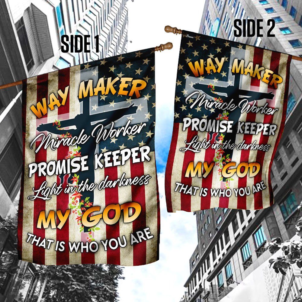 Christian Cross. Way Maker Miracle Worker Promise Keeper My God Flag - Image 4