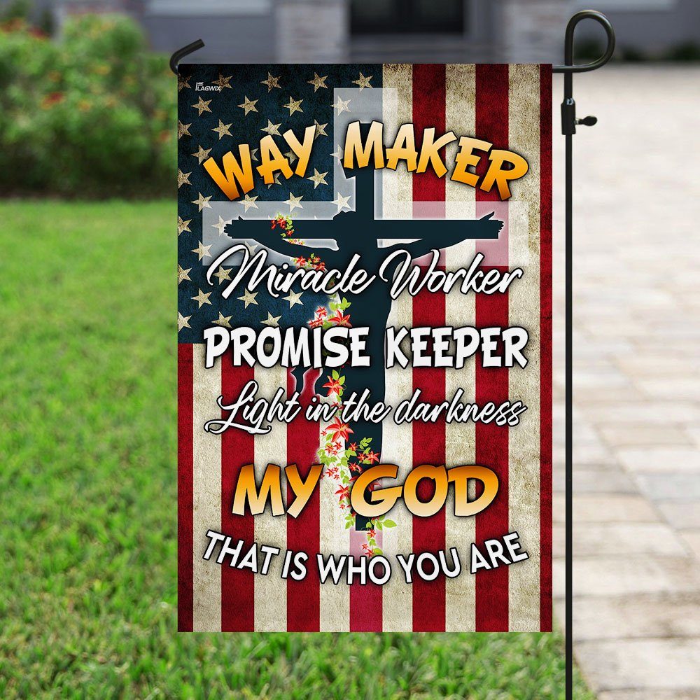Christian Cross. Way Maker Miracle Worker Promise Keeper My God Flag - Image 6