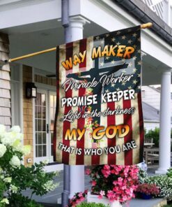 Christian Cross. Way Maker Miracle Worker Promise Keeper My God Flag
