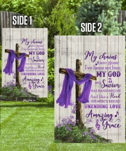 christian cross amazing grace purple flag 2372