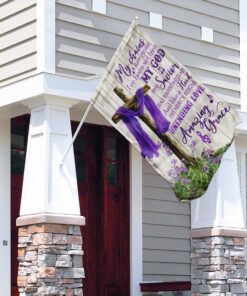 christian cross amazing grace purple flag 6993