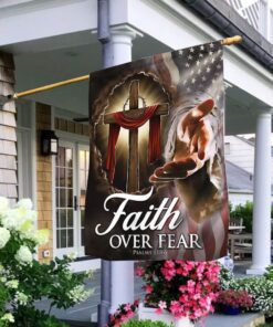 Christian Cross American Flag Faith Over Fear THB3295Fv1