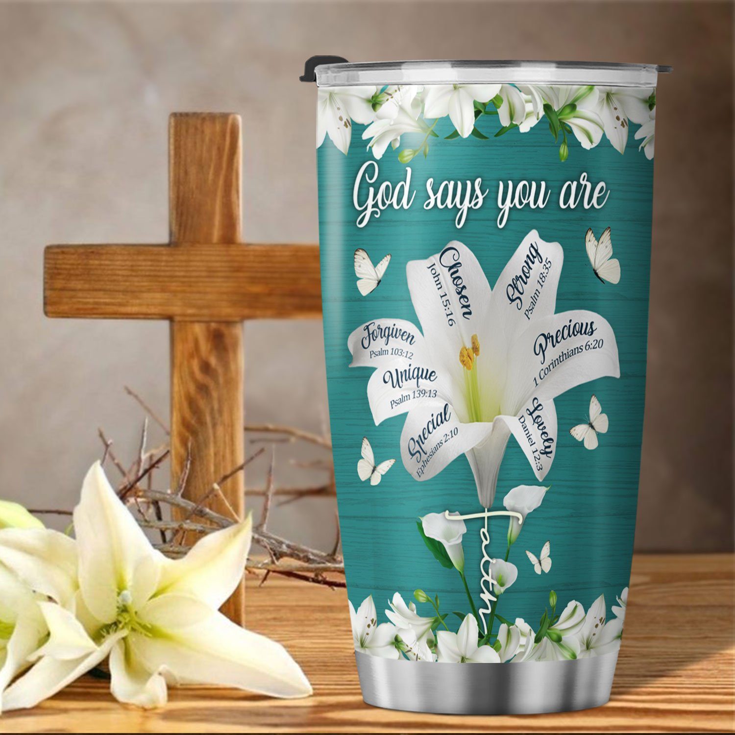Christian Faith Tumbler God Says You Are Lily Flower Tumbler 20oz MLN479TU - Image 3