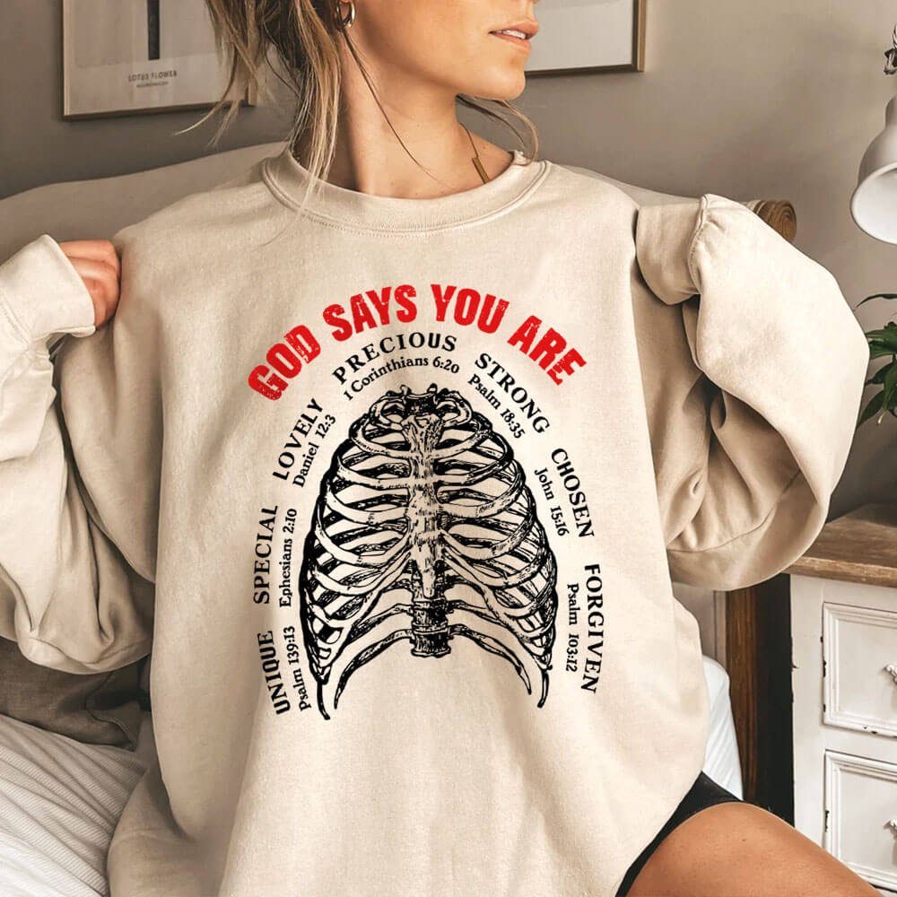 Christian God Bone, God Says You Are Sweatshirt TPT451SW - Image 2