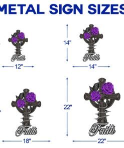 christian hanging metal sign cross and rose ddh2937ms 6379