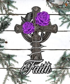 christian hanging metal sign cross and rose ddh2937ms 8138