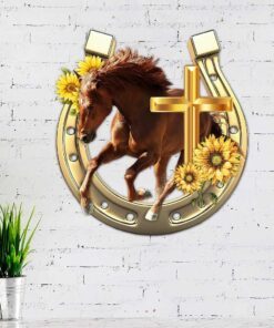 Christian Sunflower Horse & Faith Hanging Metal Sign DBD2967MS