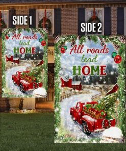 christmas flag red truck all roads lead home dbd2884f 4716