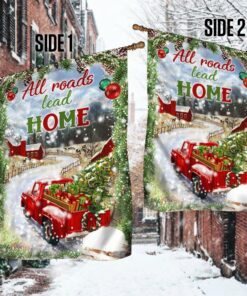 christmas flag red truck all roads lead home dbd2884f 5586