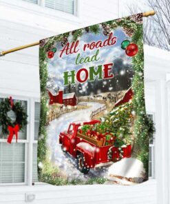 Christmas  Flag Red Truck All Roads Lead Home DBD2884F