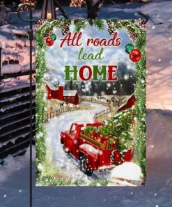 christmas flag red truck all roads lead home dbd2884f 5948
