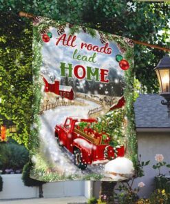 christmas flag red truck all roads lead home dbd2884f 7772
