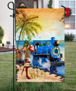 christmas at beach flag blue train ttv424f 3706