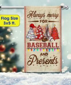 christmas baseball flag always merry for baseball and present lnt684f 3578