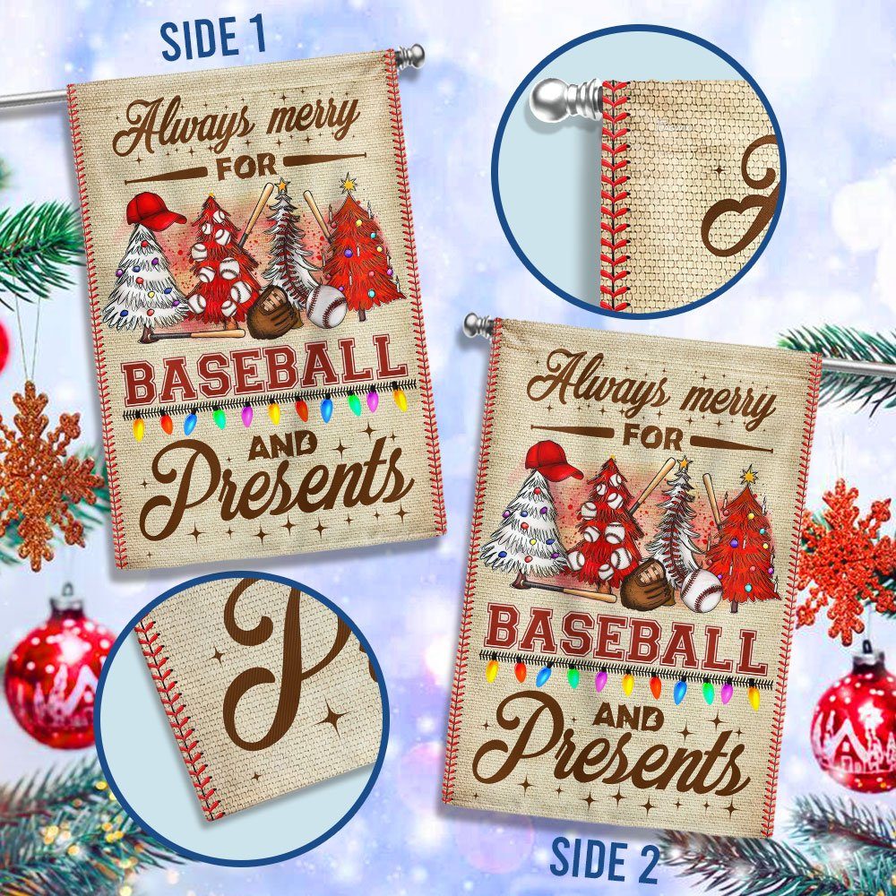Christmas Baseball Flag Always Merry For Baseball And Present LNT684F - Image 2