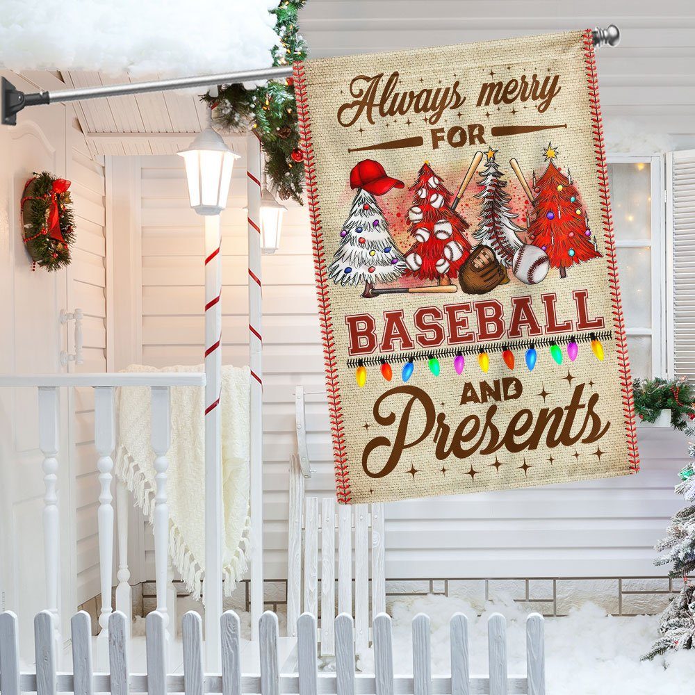 Christmas Baseball Flag Always Merry For Baseball And Present LNT684F