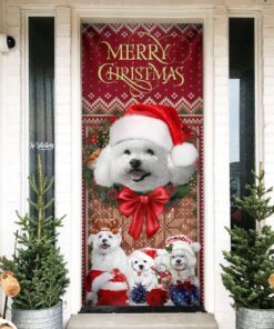christmas begins with bichon frise door cover 2190