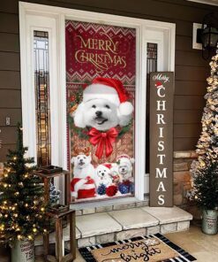 christmas begins with bichon frise door cover 5521