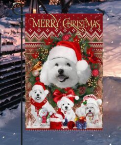 christmas begins with bichon frise flag 4708