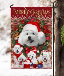 christmas begins with bichon frise flag 5596