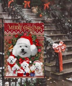 christmas begins with bichon frise flag 5744