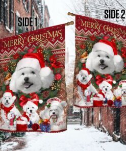 christmas begins with bichon frise flag 7389