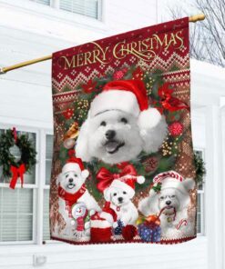 Christmas Begins With Bichon Frise Flag