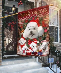 christmas begins with bichon frise flag 7874