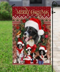 christmas begins with border collie flag 2069
