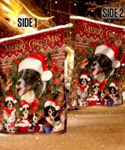 christmas begins with border collie flag 5246