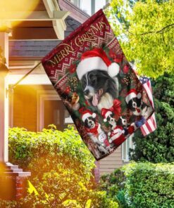 Christmas Begins With Border Collie Flag