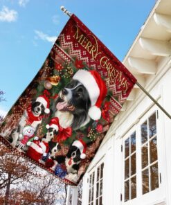 christmas begins with border collie flag 6052
