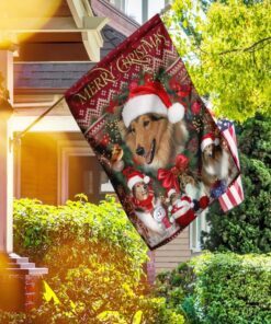 Christmas Begins With Rough Collie Flag