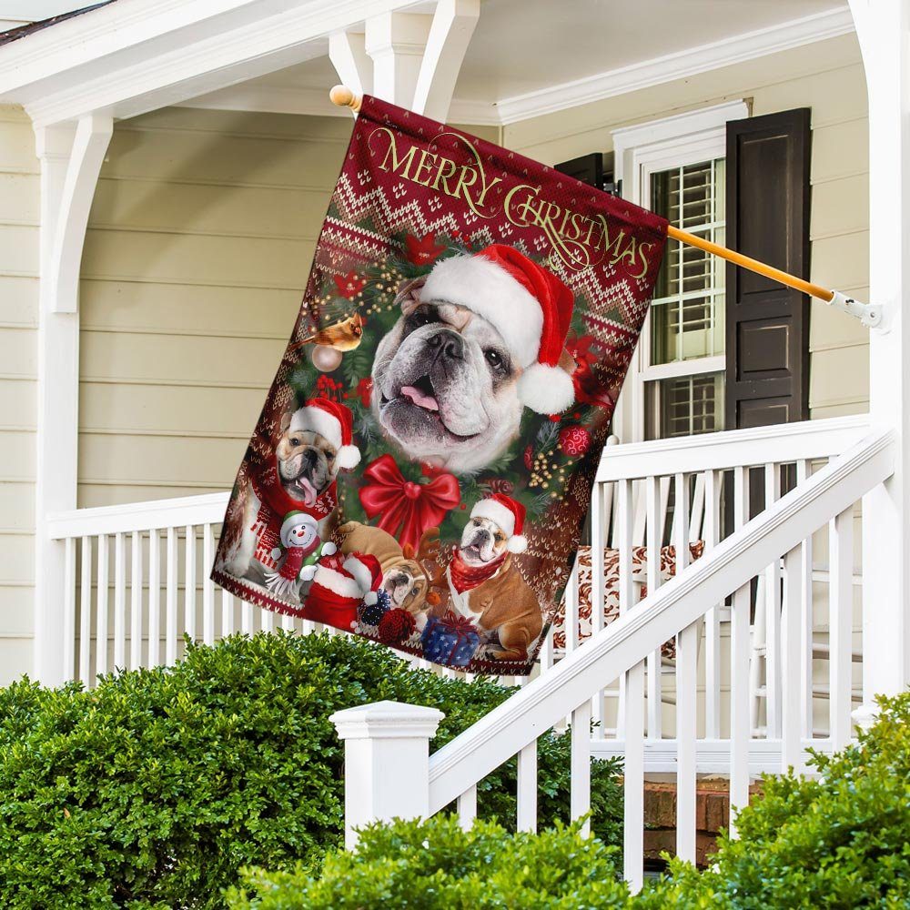 Christmas Bulldog Flag Flagwix™ Merry Christmas Bulldog Decorative Flag - Image 5