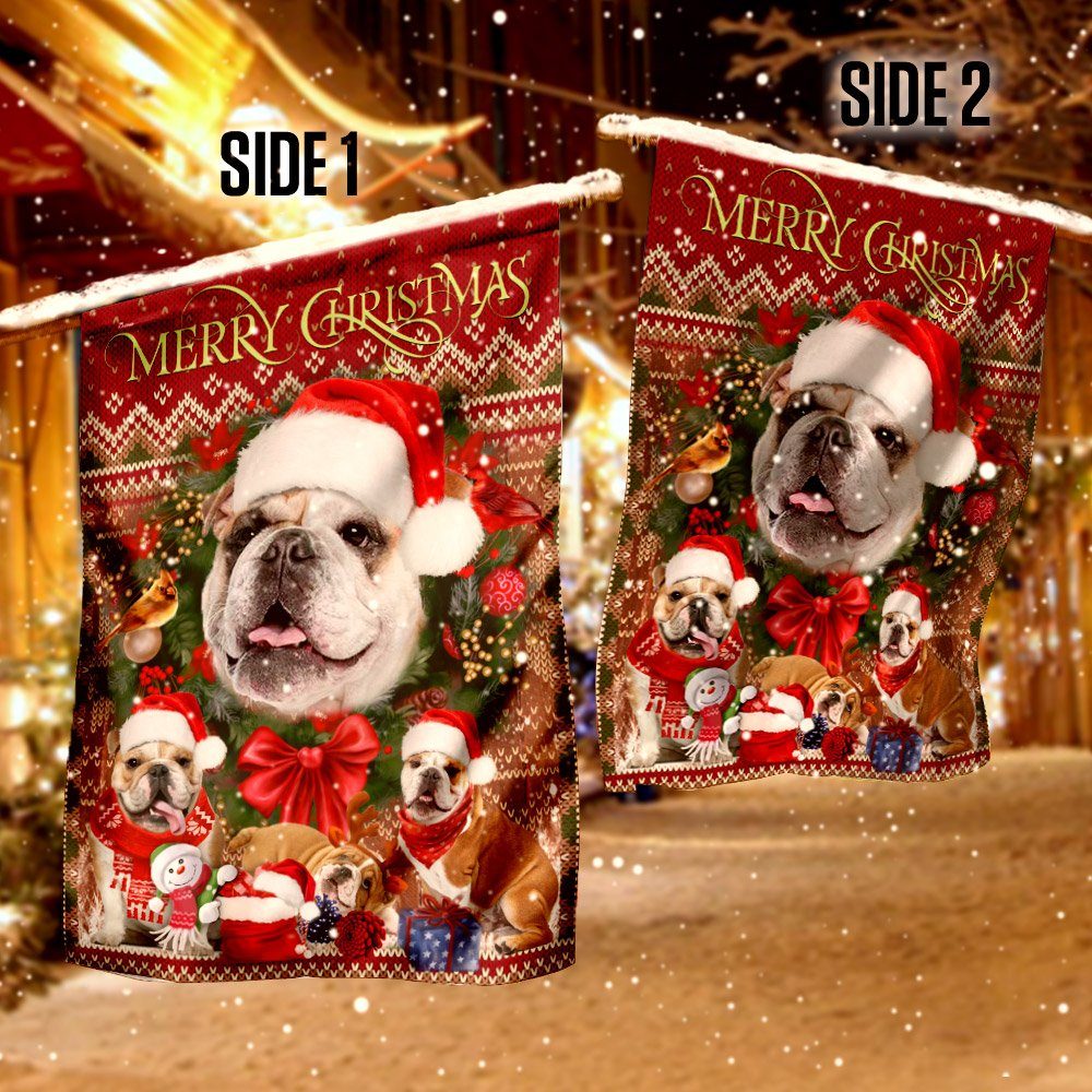 Christmas Bulldog Flag Flagwix™ Merry Christmas Bulldog Decorative Flag - Image 4