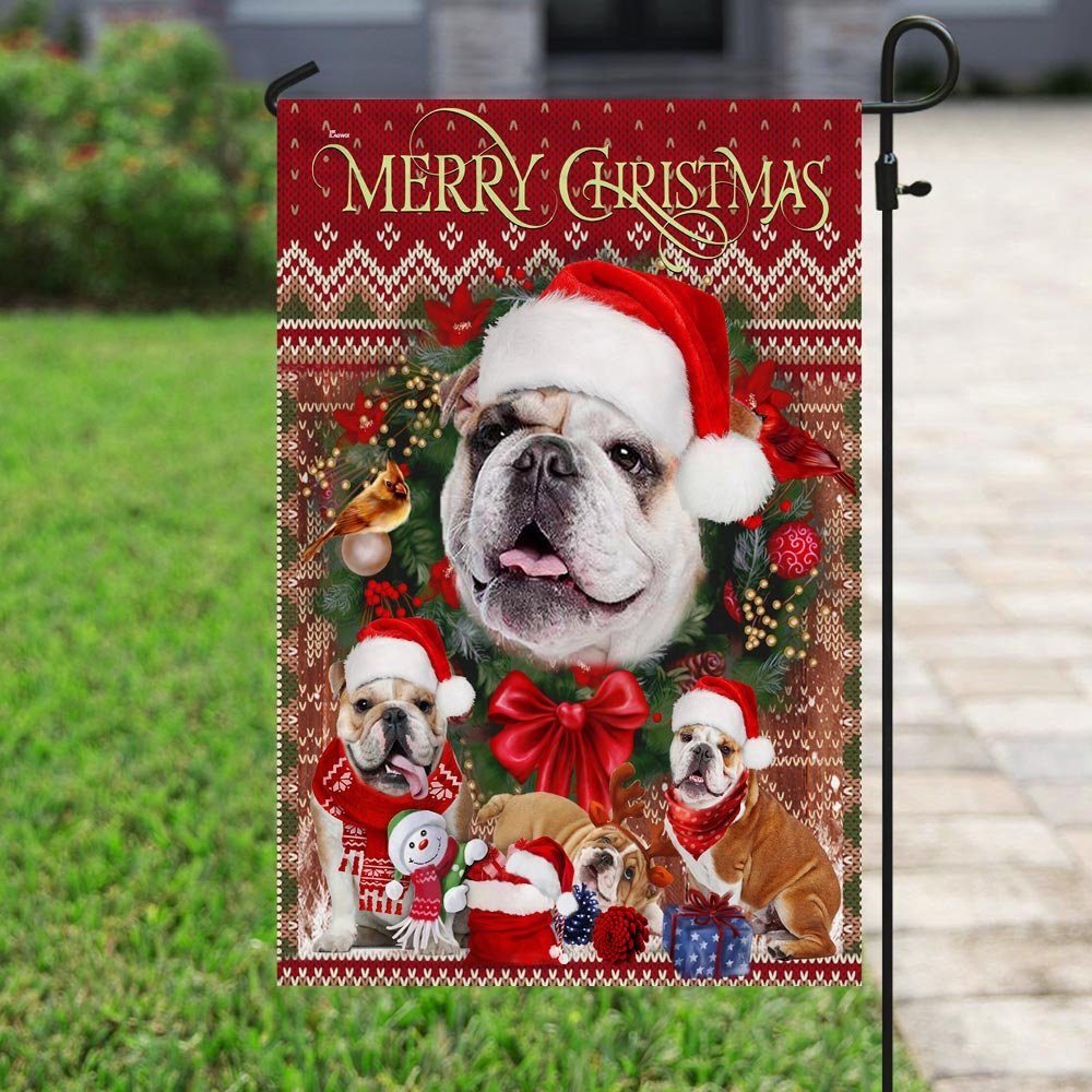 Christmas Bulldog Flag Flagwix™ Merry Christmas Bulldog Decorative Flag - Image 6