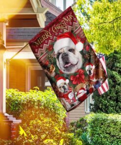 Christmas Bulldog Flag Flagwix™ Merry Christmas Bulldog Decorative Flag