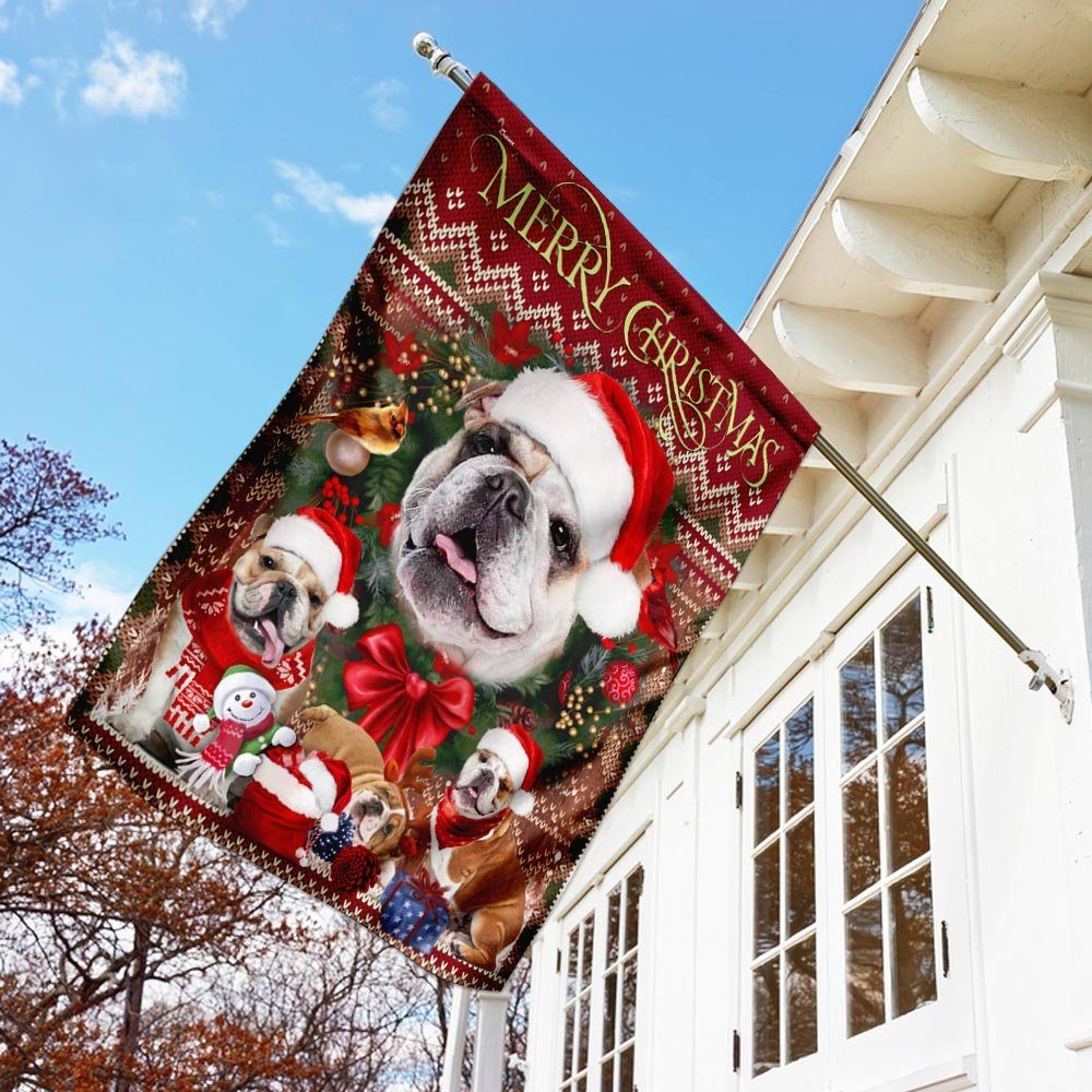 Christmas Bulldog Flag Flagwix™ Merry Christmas Bulldog Decorative Flag - Image 3