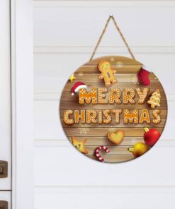 Christmas Cake Round Wooden Sign Happy NNT119WD