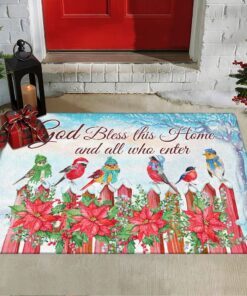 christmas cardinal doormat god bless this home and all winter lnt678dm 6038