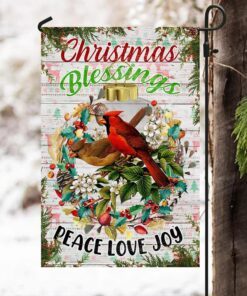 christmas cardinal flag christmas blessings love, peace, joy ttv387f 8987