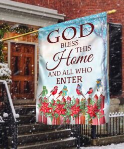 Christmas Cardinal Flag God Bless This Home And All Winter LNT678F