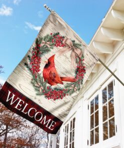 christmas cardinal welcome flag 2646