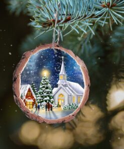 christmas church wood slice ornament qnn633o 1063