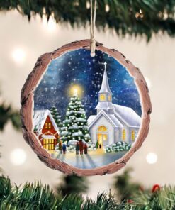 christmas church wood slice ornament qnn633o 2849